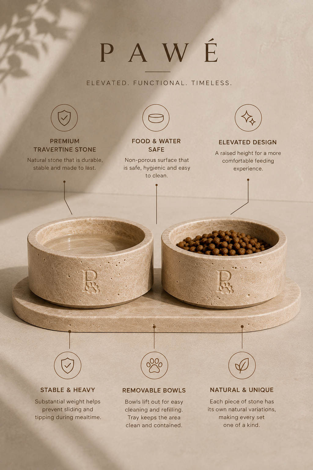 PAWÉ Travertine Feeding Set *(preorder)*